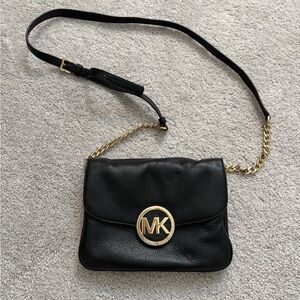 Michael Kors Black Crossbody Bag with Gold Chain